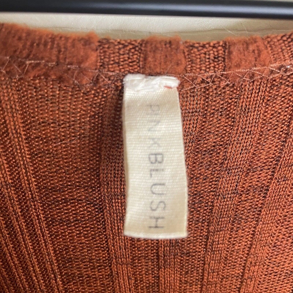 Pinkblush Rust Ribbed Longline Open Front Cardigan - Picture 4 of 13